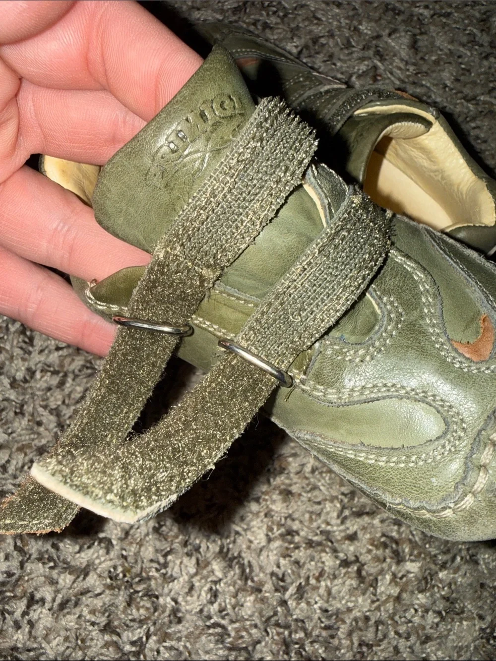 Primigi Olive Green and Brown Leather Baby Walker Shoes